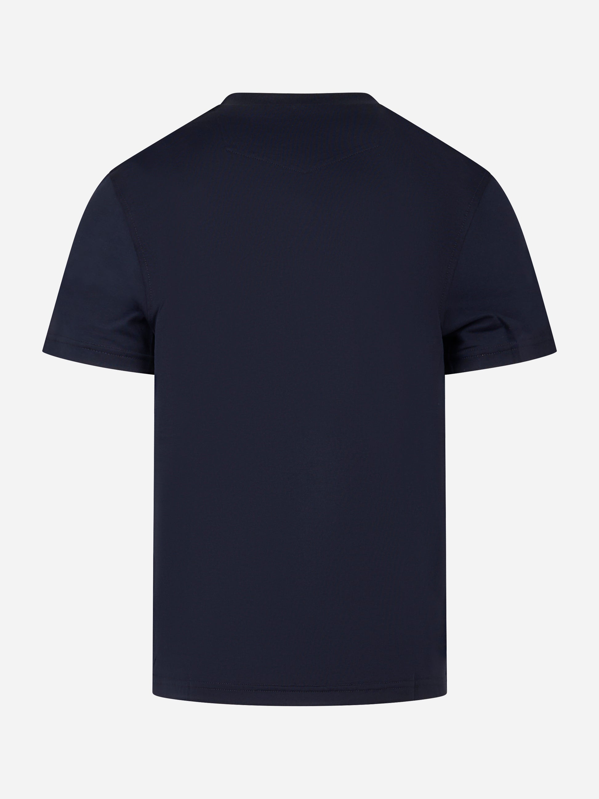 T-shirt girocollo in cotone e seta Blu