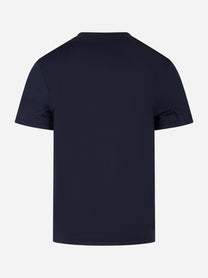 T-shirt girocollo in cotone e seta Blu
