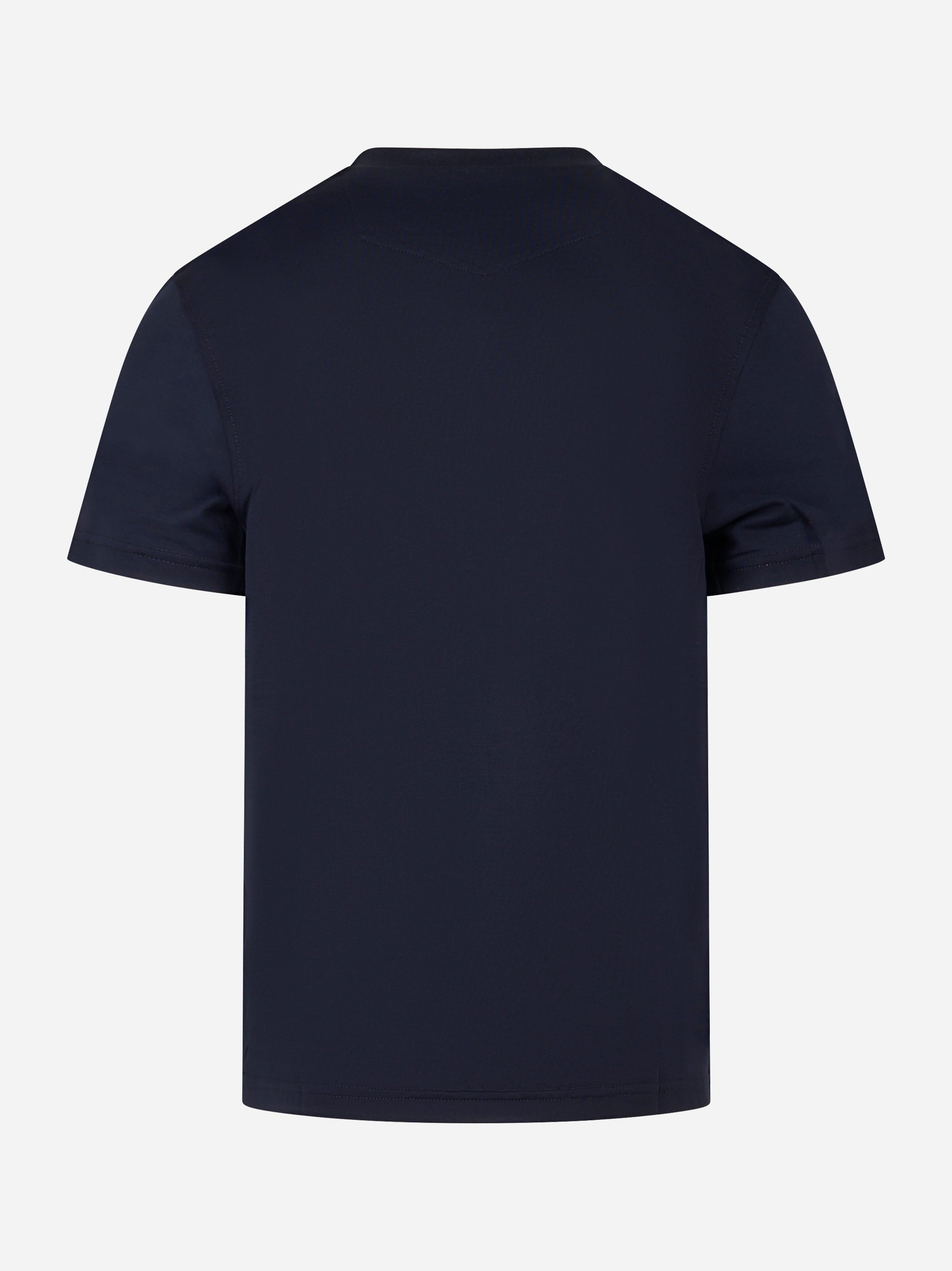 T-shirt girocollo in cotone e seta Blu