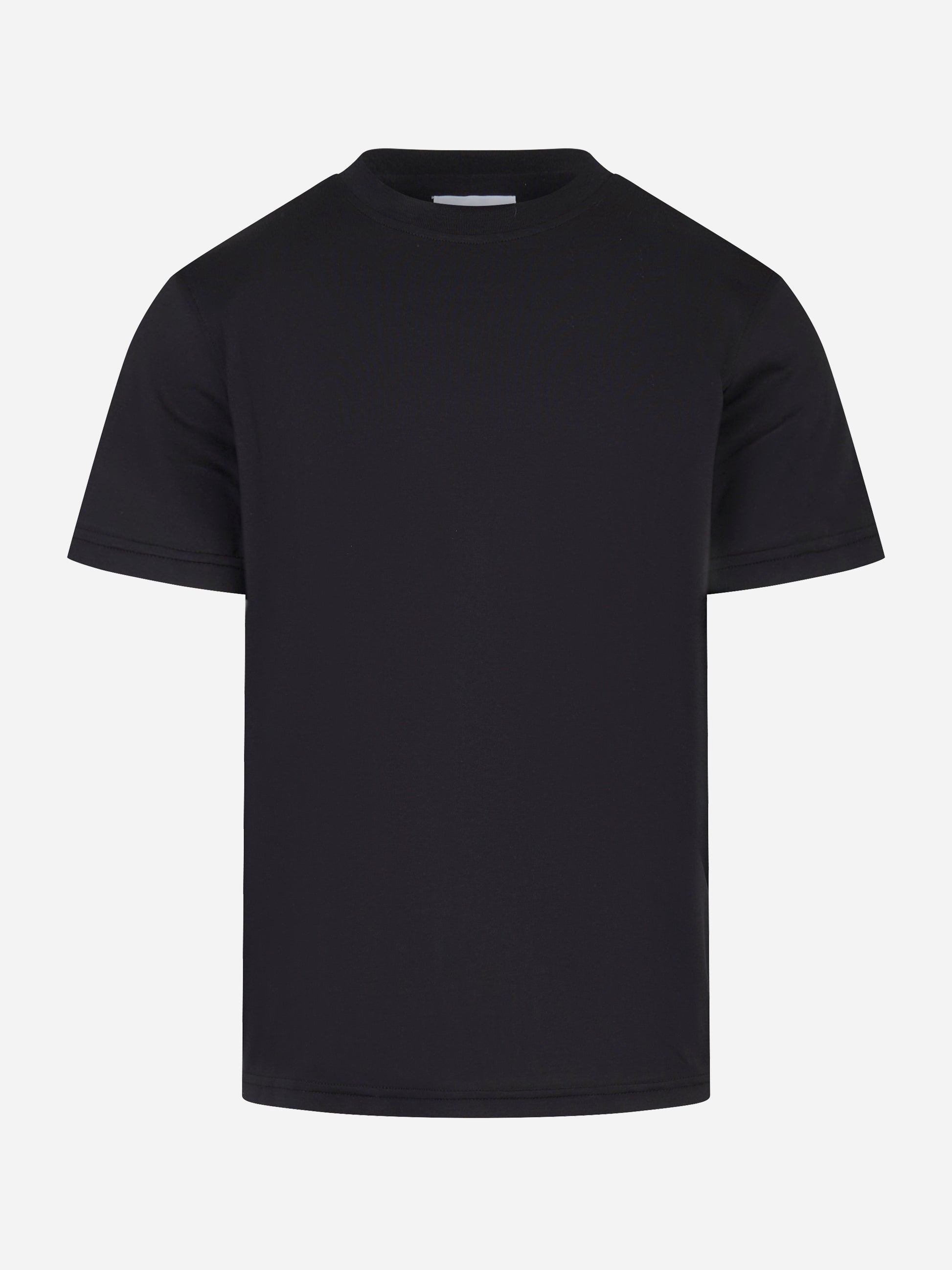 T-shirt girocollo in cotone e seta Nera