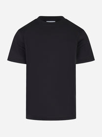 T-shirt girocollo in cotone e seta Nera