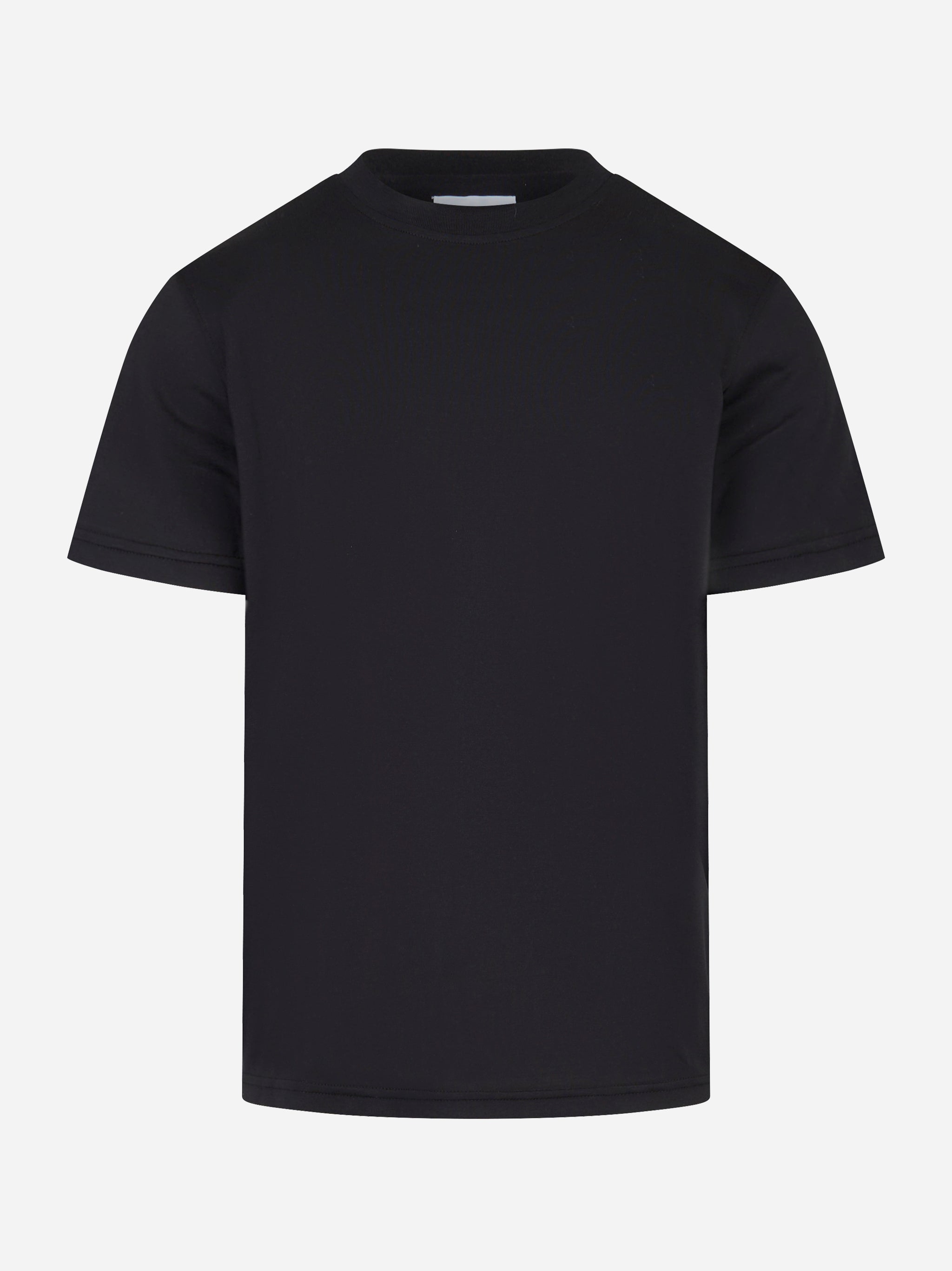 T-shirt girocollo in cotone e seta Nera