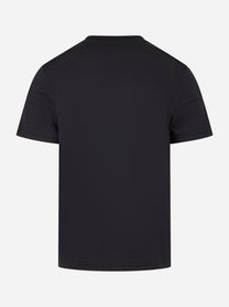 T-shirt girocollo in cotone e seta Nera