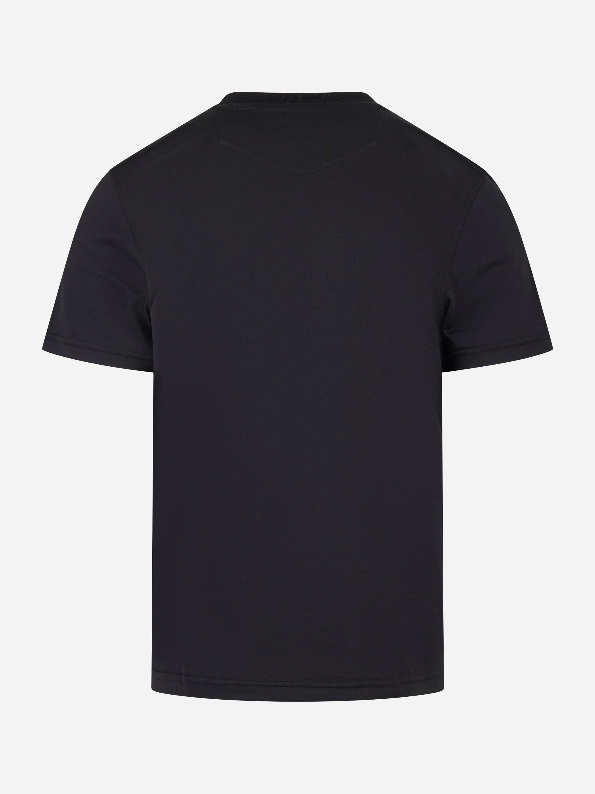 T-shirt girocollo in cotone e seta Nera