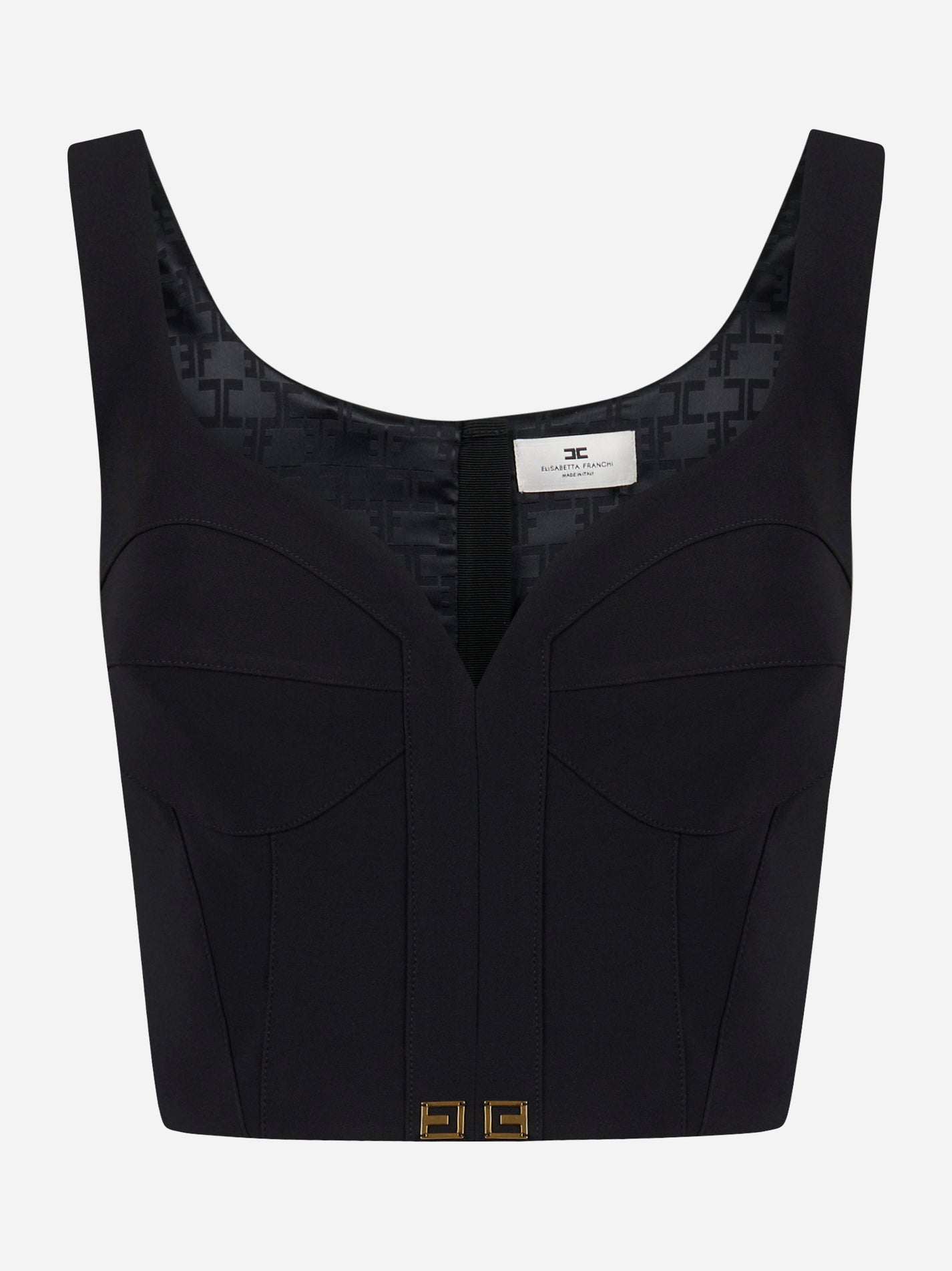 Elisabetta Franchi Top in crepe leggero con dettagli logo TO03956E2110
