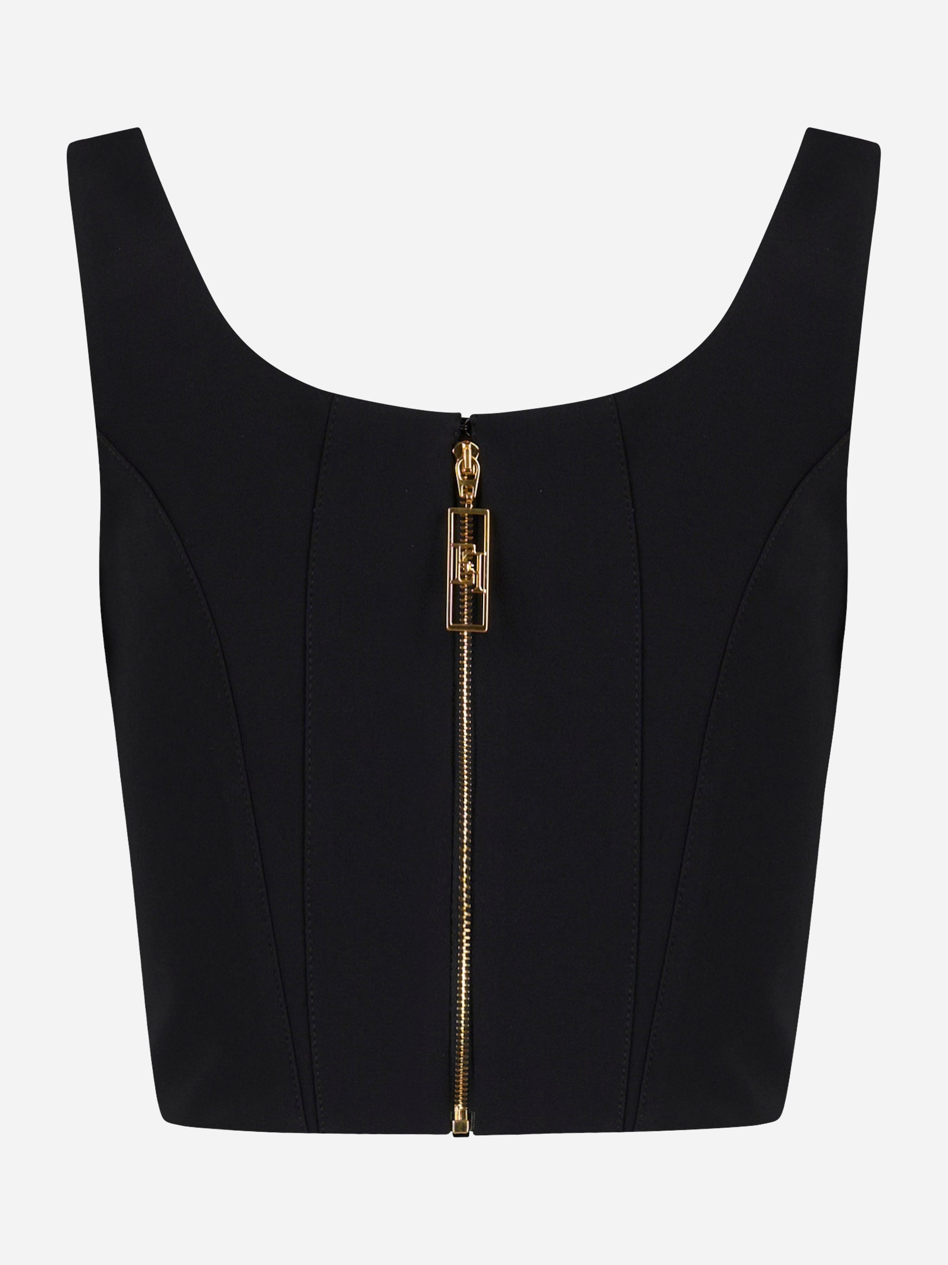 Elisabetta Franchi Top in crepe leggero con dettagli logo TO03956E2110