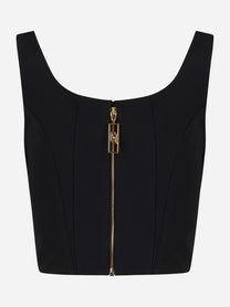 Elisabetta Franchi Top in crepe leggero con dettagli logo TO03956E2110