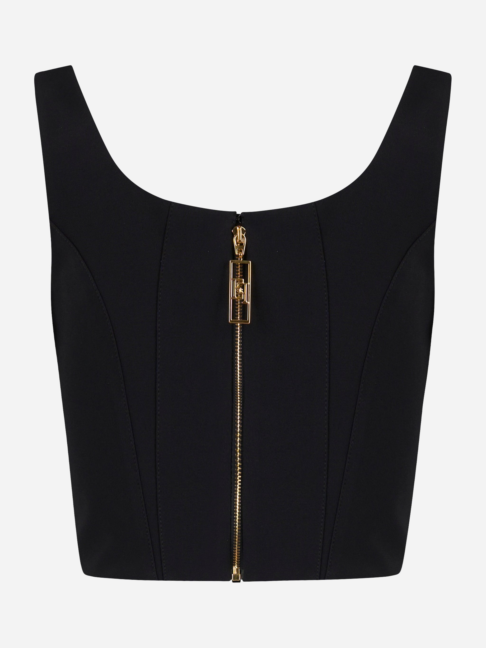 Elisabetta Franchi Top in crepe leggero con dettagli logo TO03956E2110