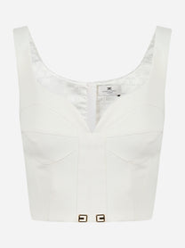 Elisabetta Franchi Top in crepe leggero con dettagli logo TO03956E2360