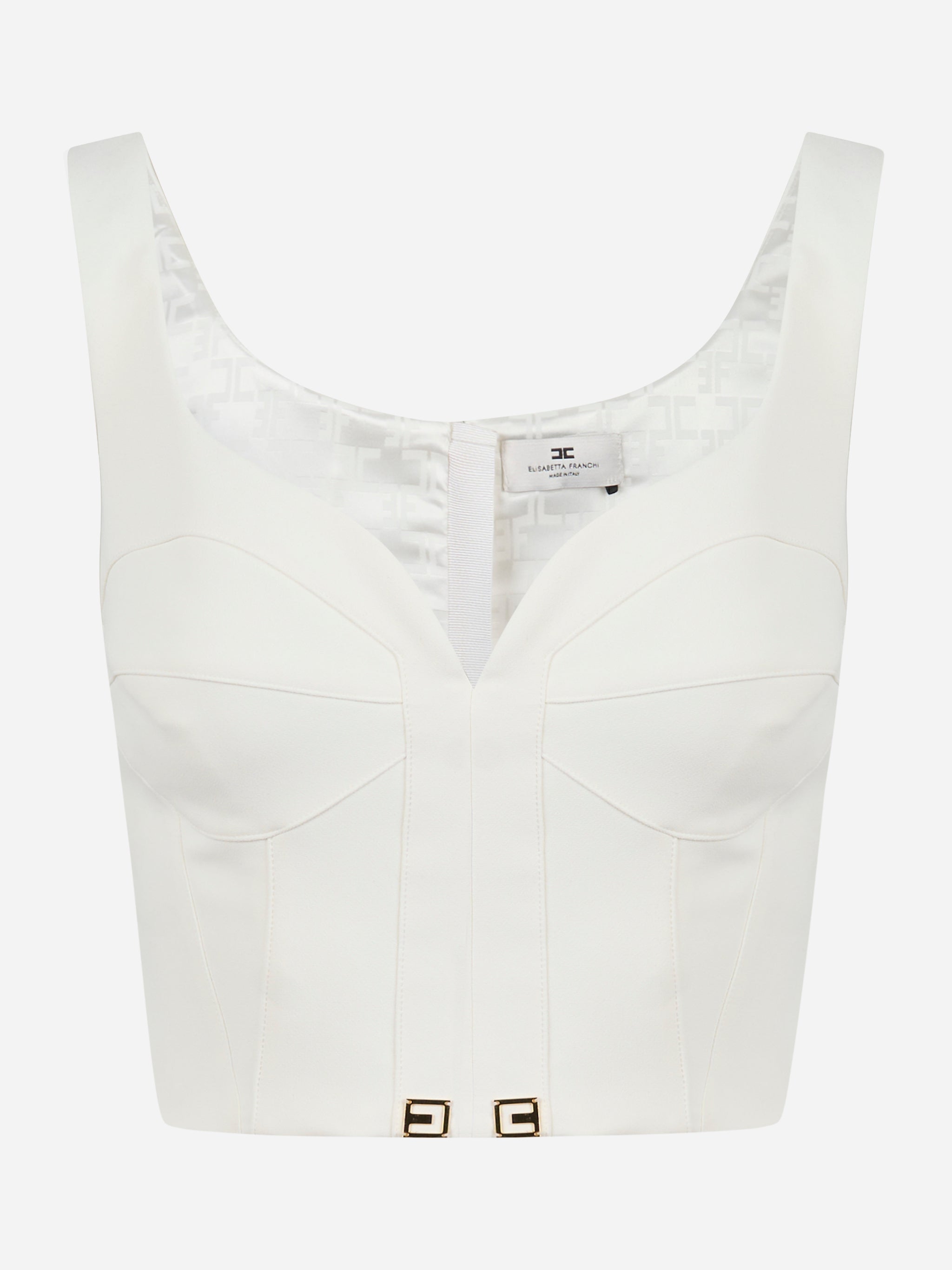 Elisabetta Franchi Top in crepe leggero con dettagli logo TO03956E2360