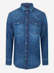 Camicia western in denim Blu
