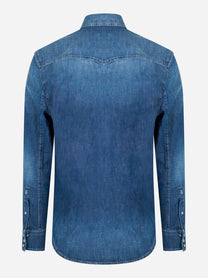 Camicia western in denim Blu