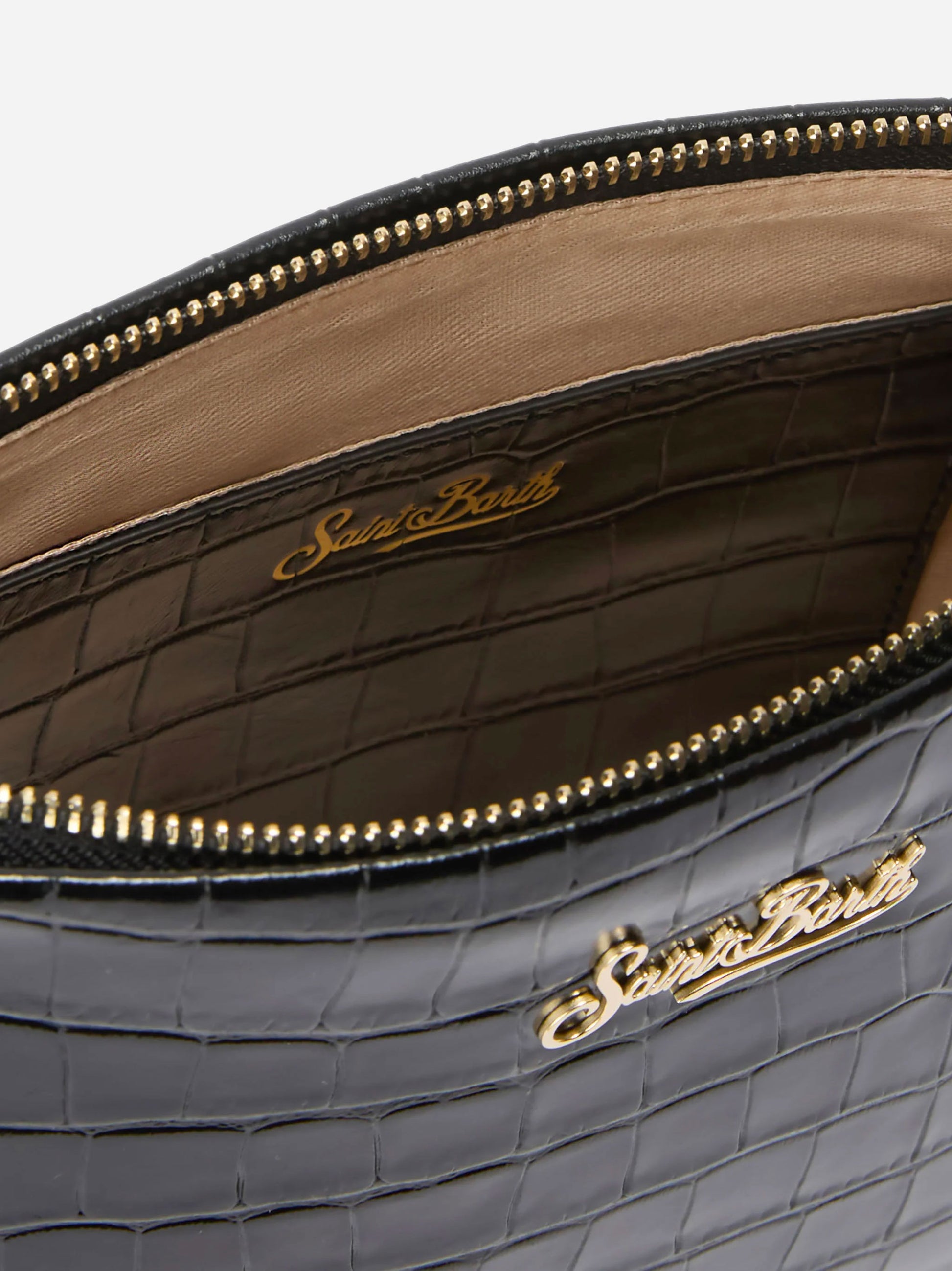 Borsa a spalla Aline in pelle stampa cocco nera