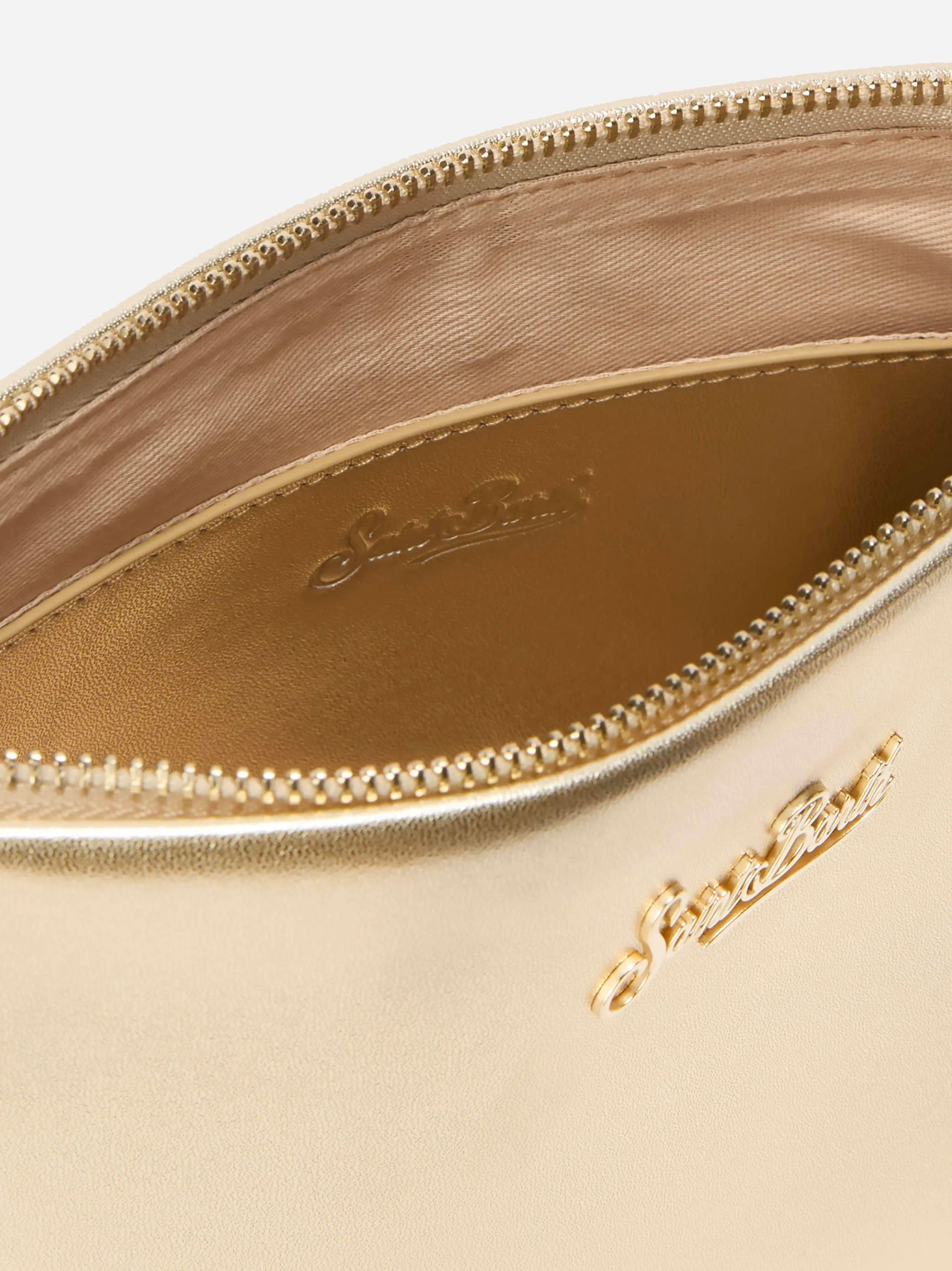 Borsa a spalla Aline in pelle laminata Oro