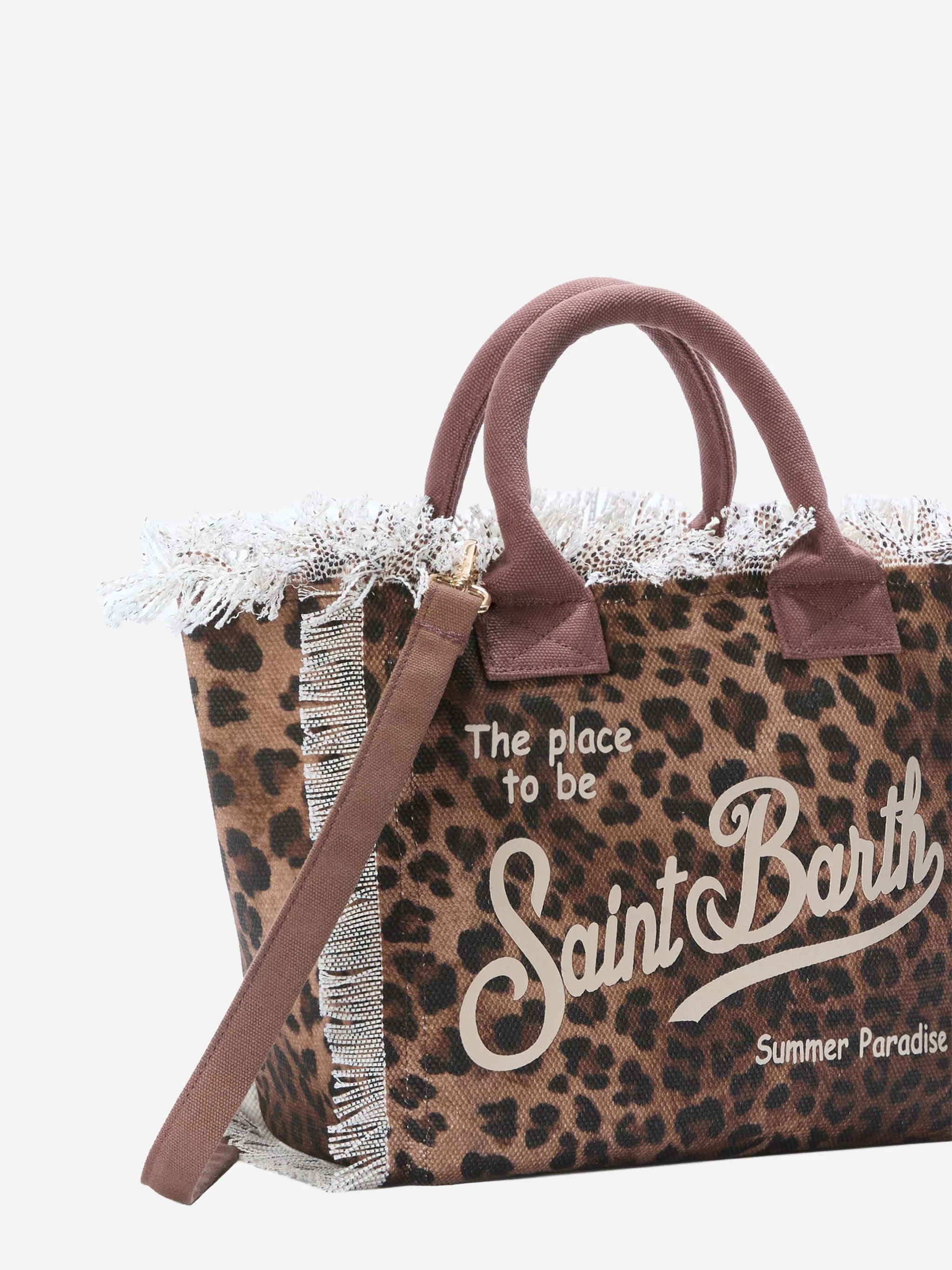 Borsa Colette in canvas con fantasia leopardata