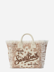 Borsa Colette in canvas beige con stampa bandana