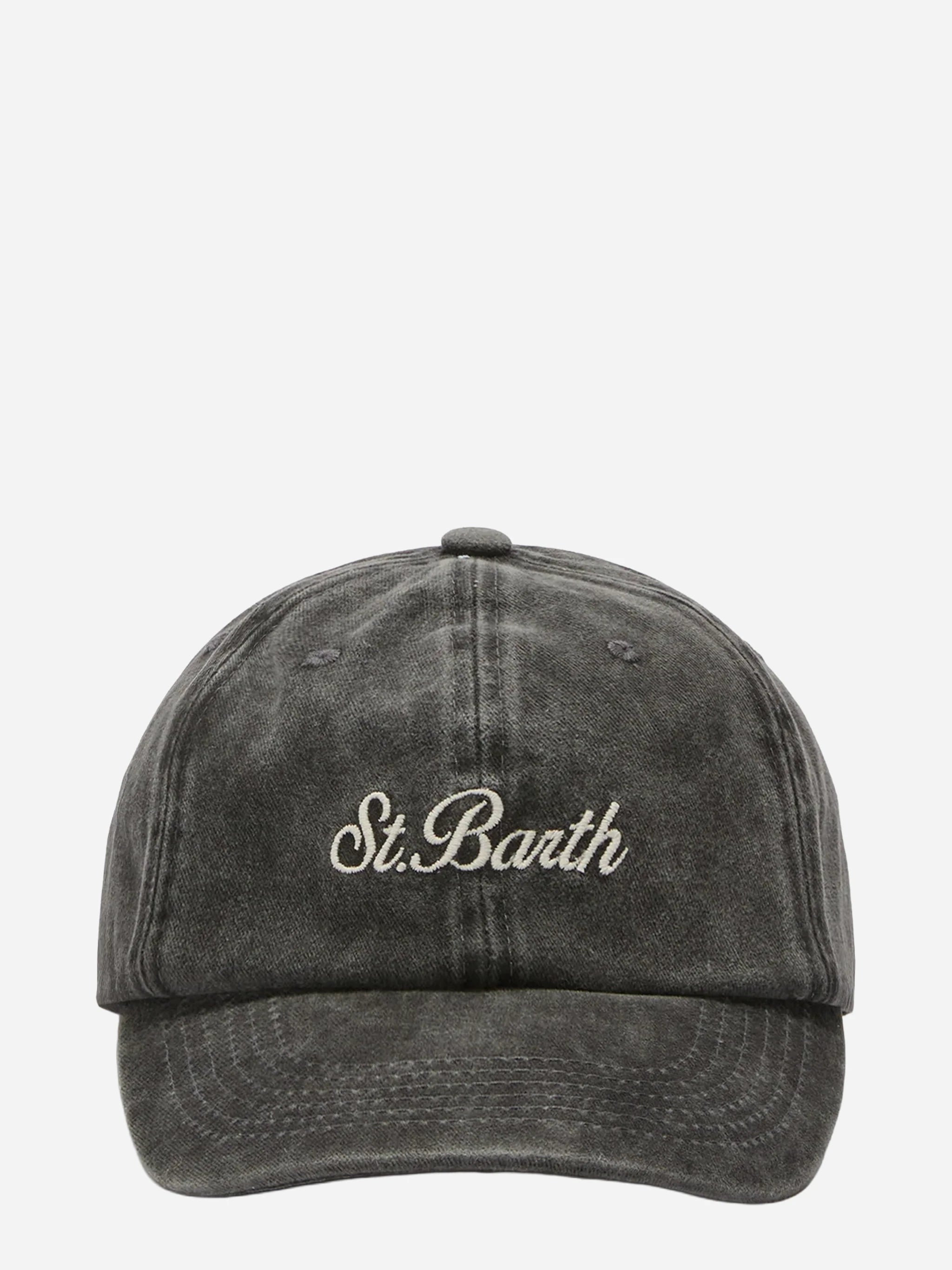 Cappellino Davis con visiera in cotone grigio scuro con logo ricamato
