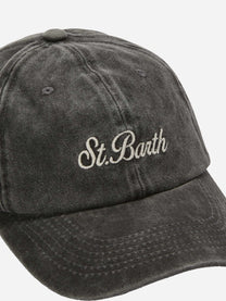 Cappellino Davis con visiera in cotone grigio scuro con logo ricamato