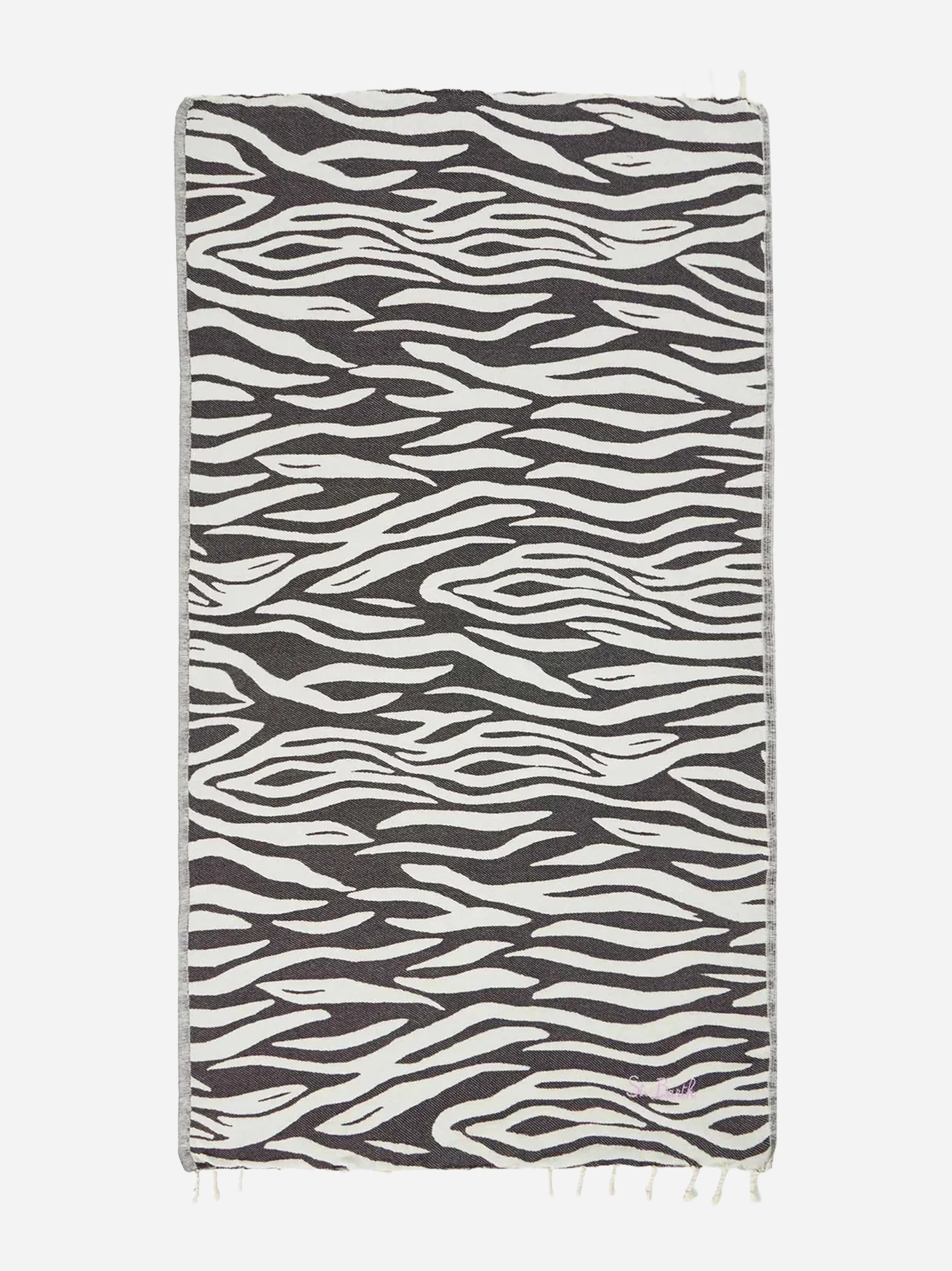 Telo mare Foutas in cotone con jacquard zebrato