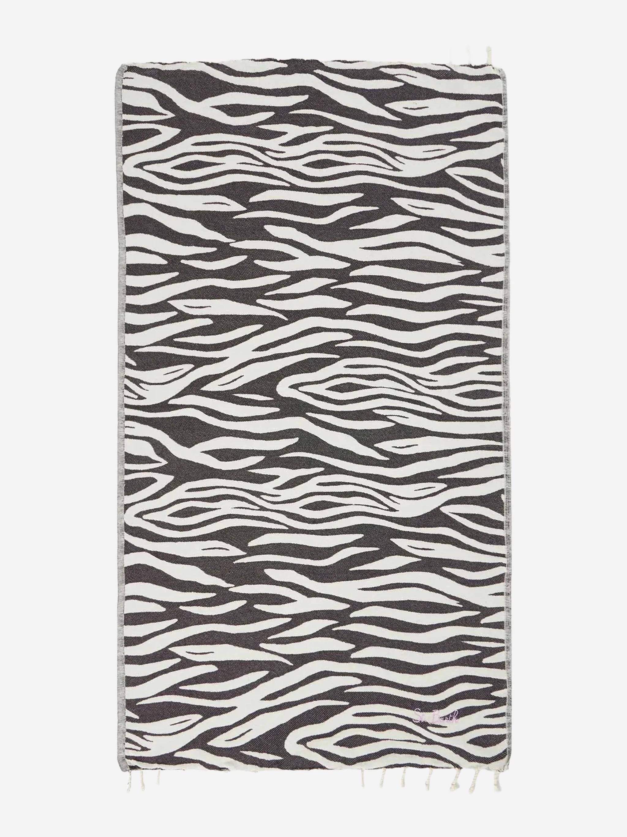 Telo mare Foutas in cotone con jacquard zebrato