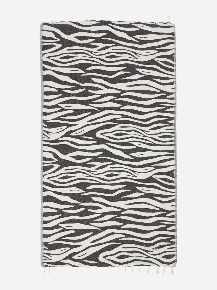Telo mare Foutas in cotone con jacquard zebrato