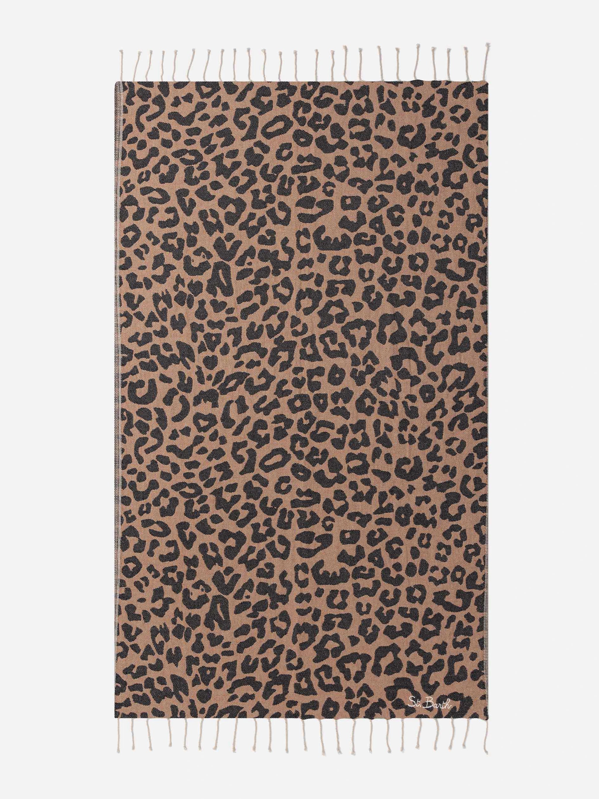 Telo mare Foutas in cotone con jacquard animalier