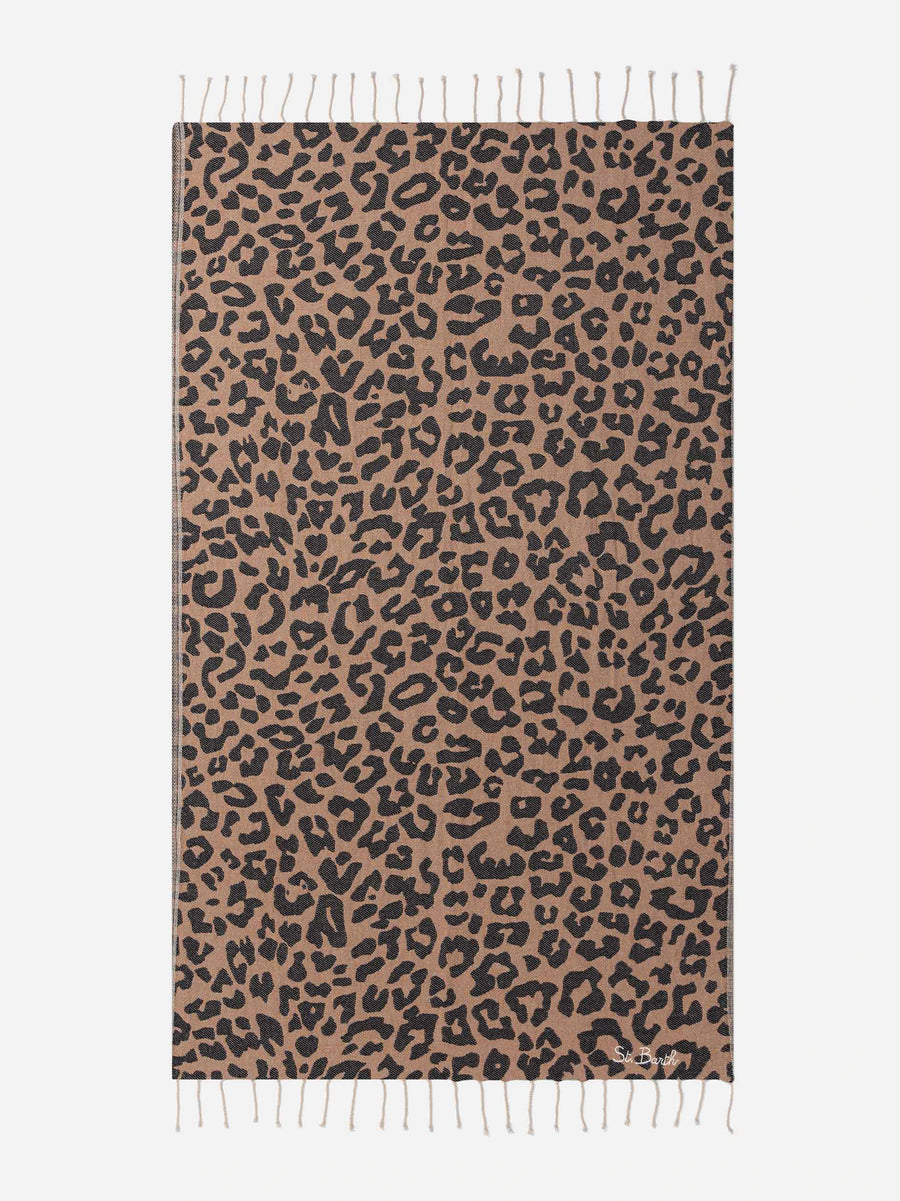 Telo mare Foutas in cotone con jacquard animalier