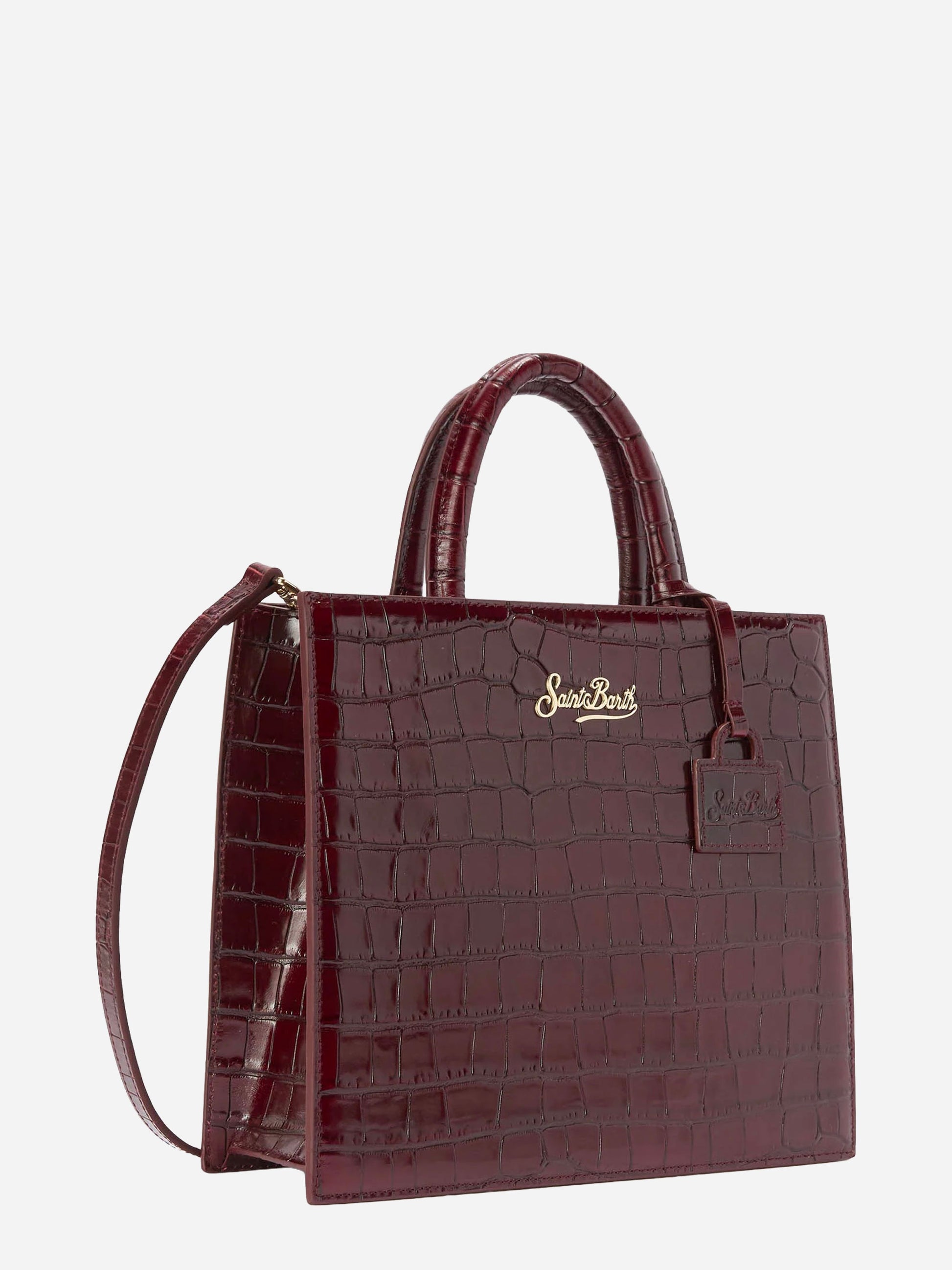 Shop Bag Midi in pelle stampa cocco bordeaux