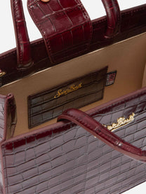 Shop Bag Midi in pelle stampa cocco bordeaux