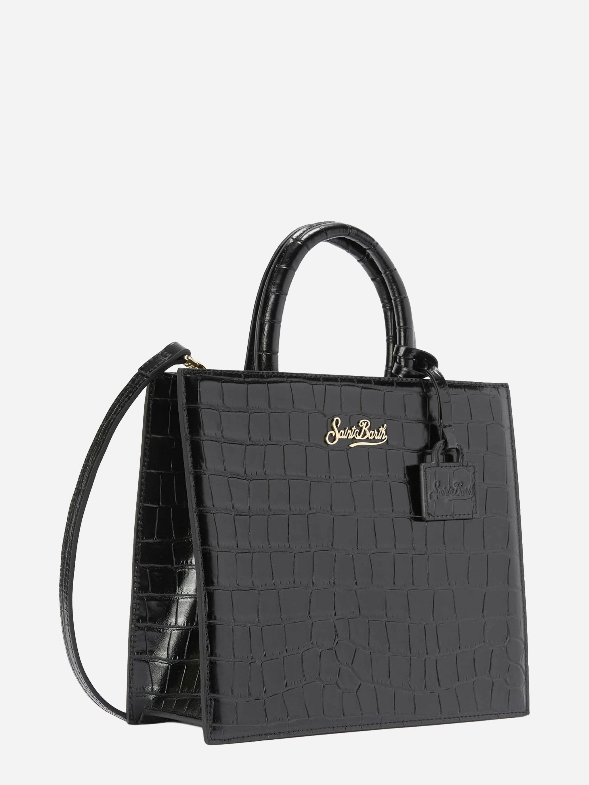 Shop Bag Midi in pelle stampa cocco nera