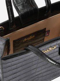 Shop Bag Midi in pelle stampa cocco nera