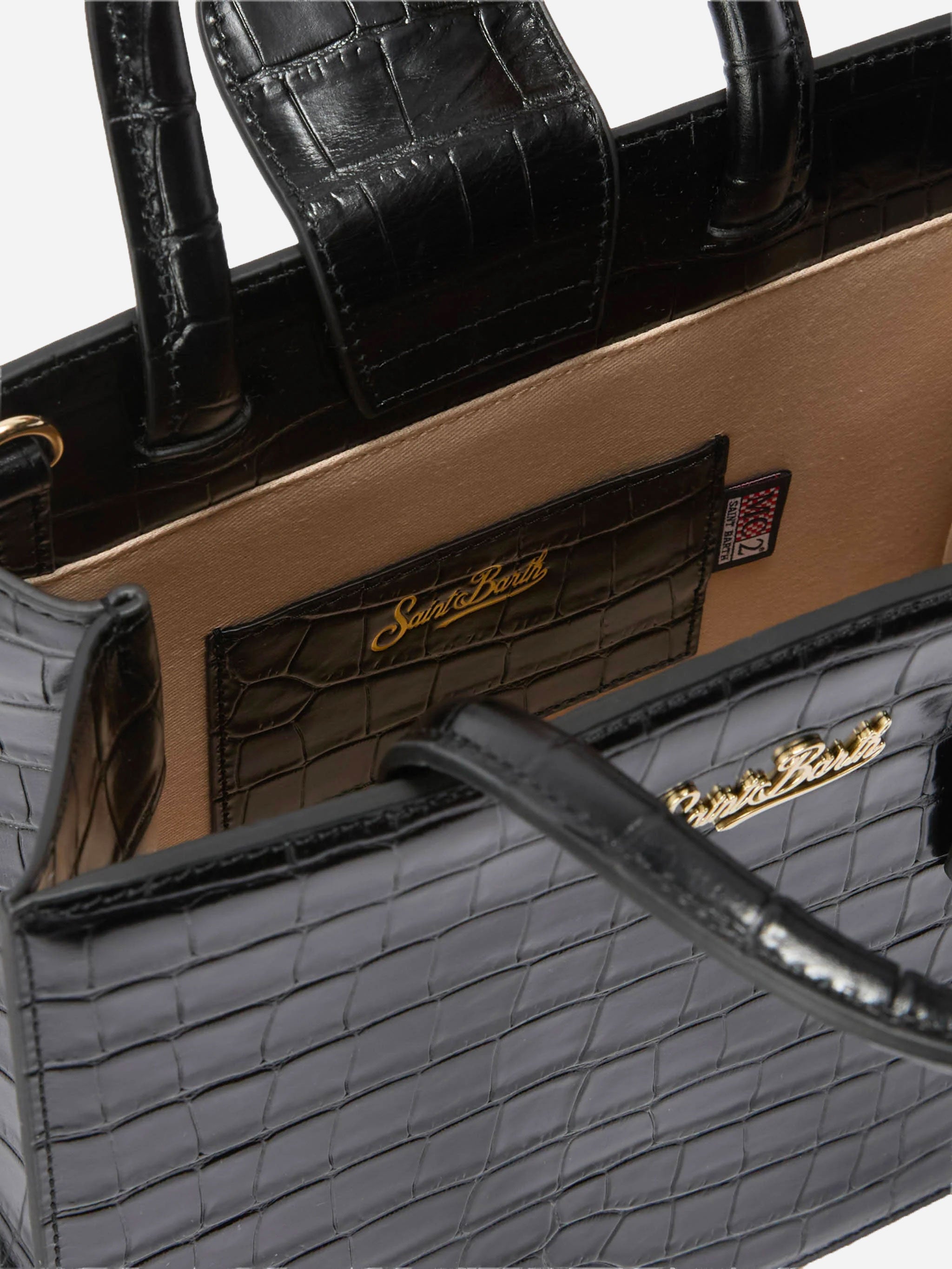 Shop Bag Midi in pelle stampa cocco nera