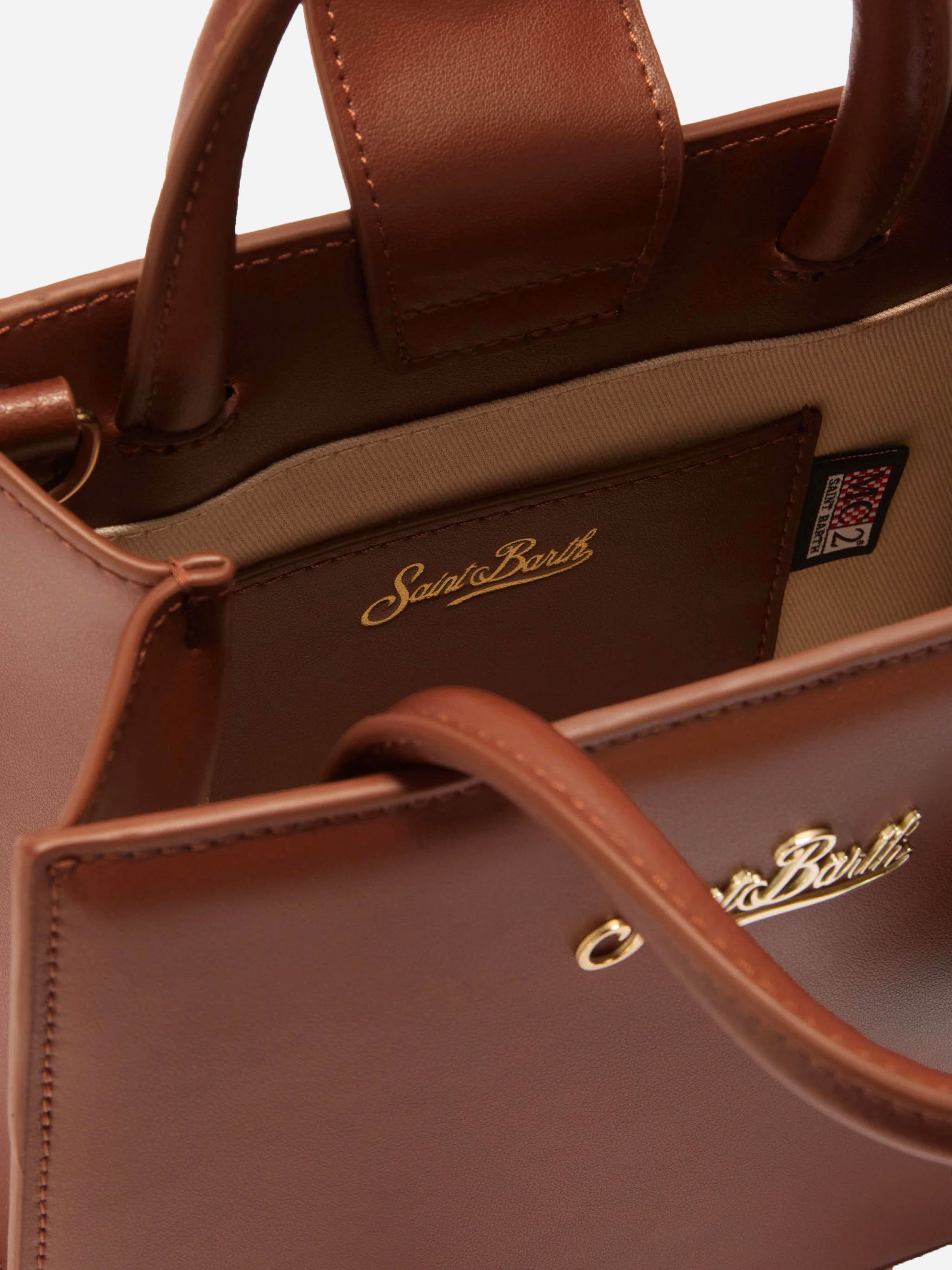 Shop Bag Mini in pelle marrone