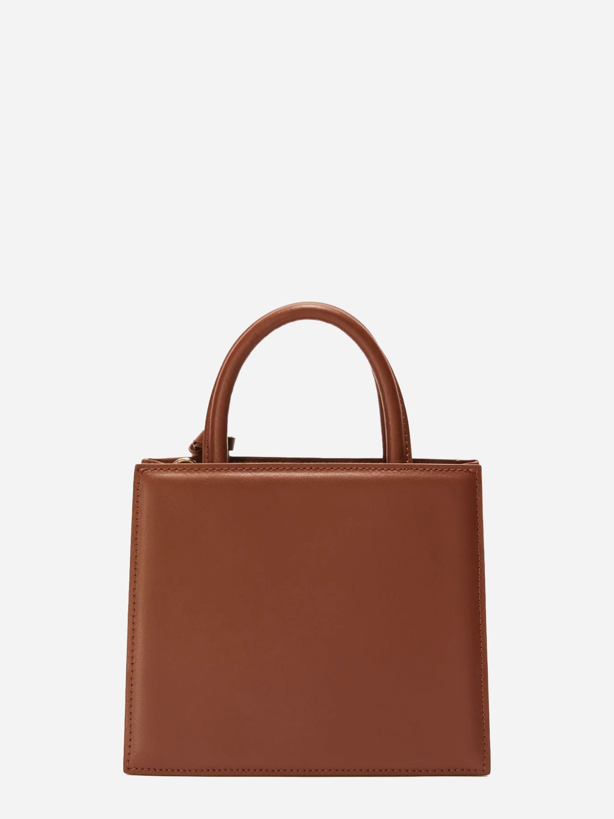 Shop Bag Mini in pelle marrone