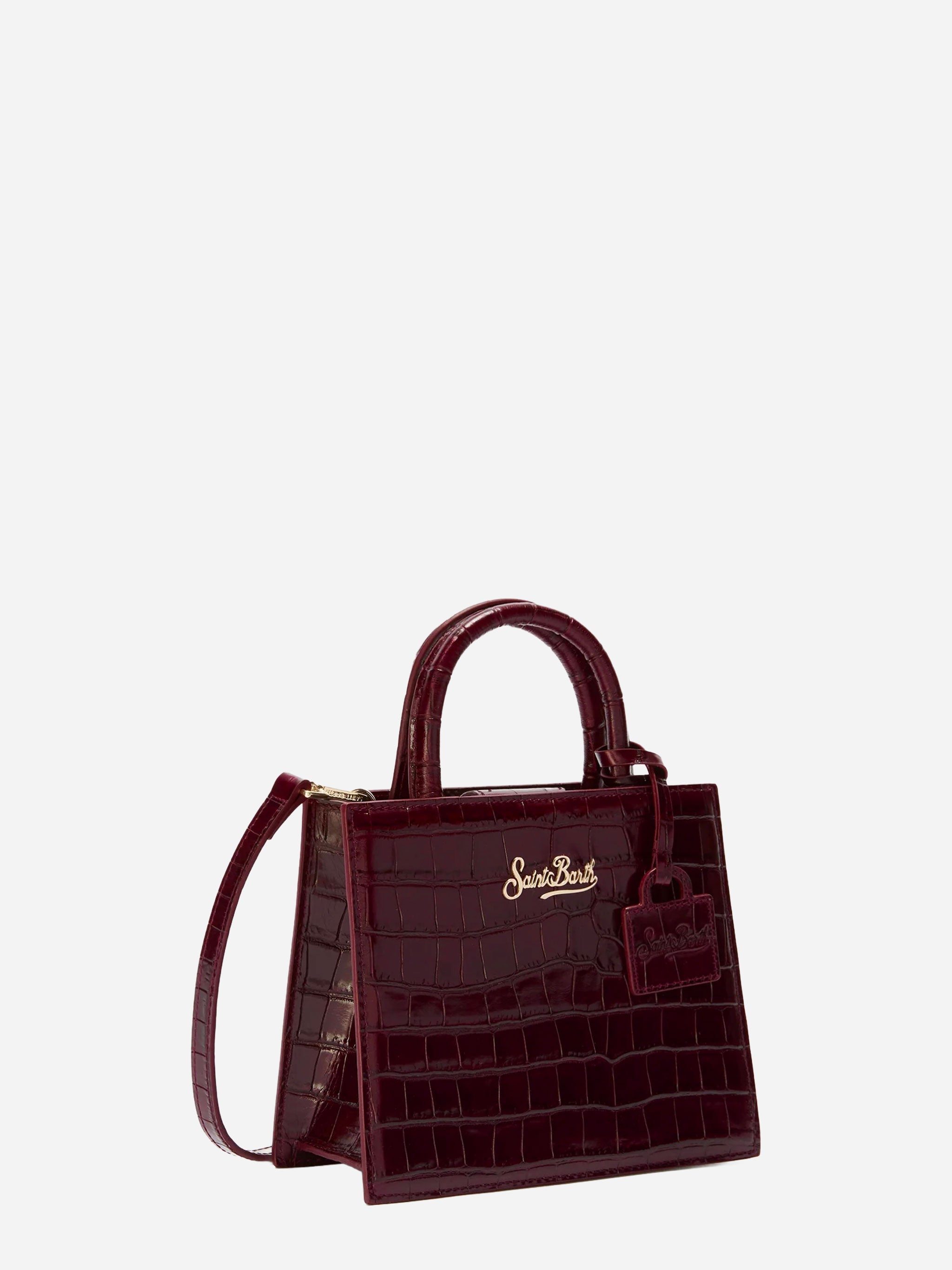 Shop Bag Mini in pelle stampa cocco Bordeaux
