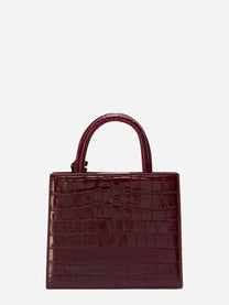 Shop Bag Mini in pelle stampa cocco Bordeaux