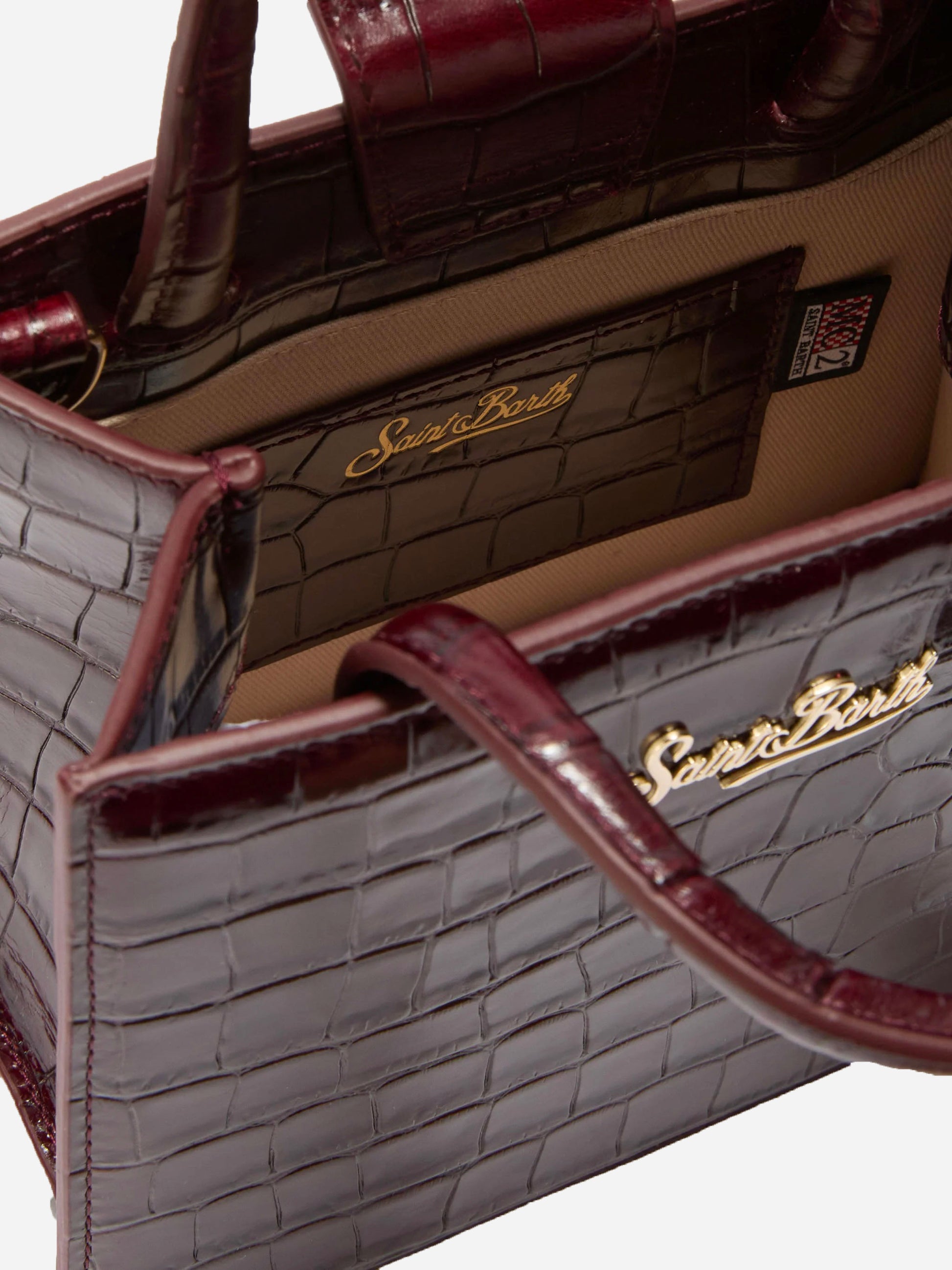 Shop Bag Mini in pelle stampa cocco Bordeaux