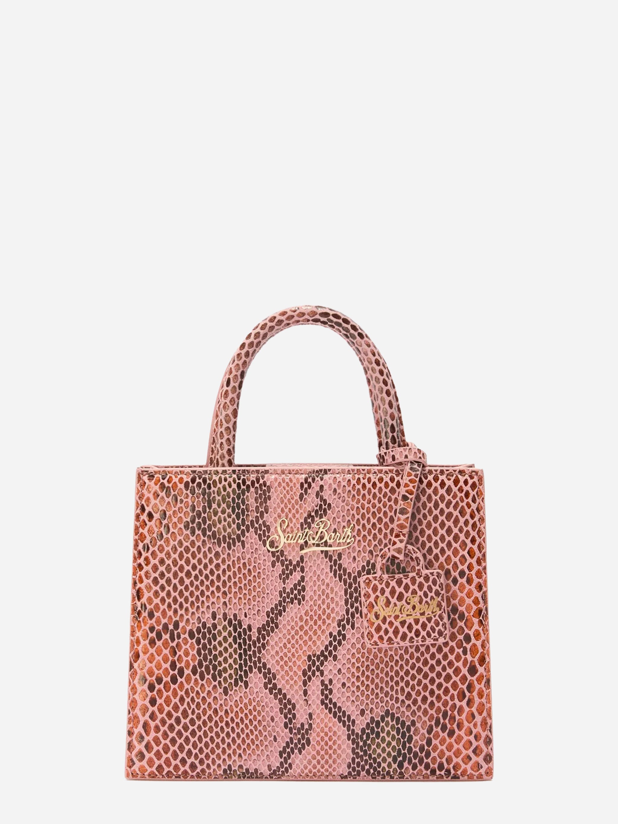Shop Bag Mini in pelle con stampa pitonata rosa