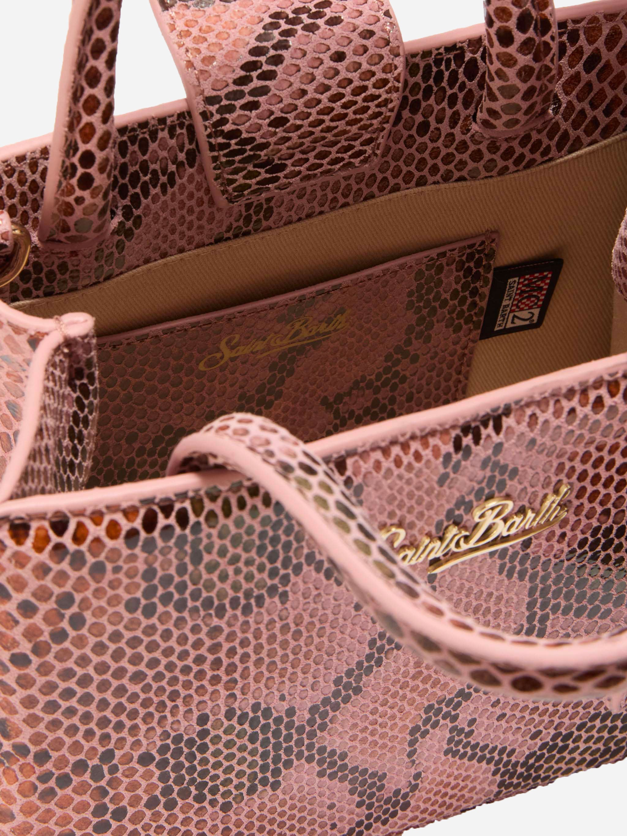 Shop Bag Mini in pelle con stampa pitonata rosa