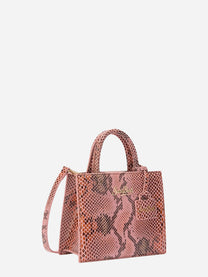 Shop Bag Mini in pelle con stampa pitonata rosa