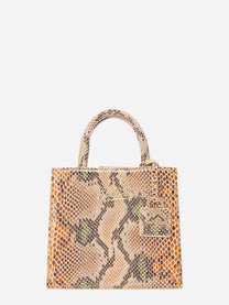 Shop Bag Mini in pelle con stampa pitonata beige