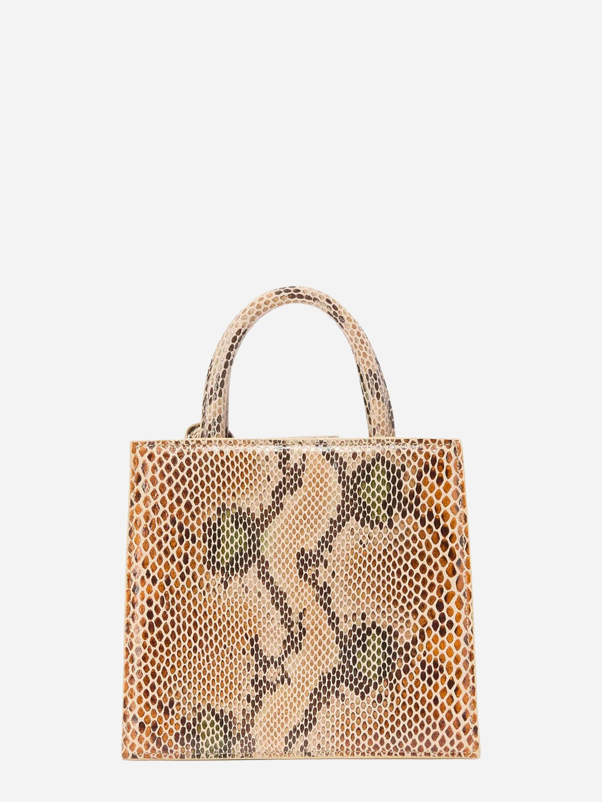 Shop Bag Mini in pelle con stampa pitonata beige