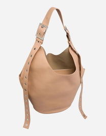 Borsa Small hobo in pelle beige