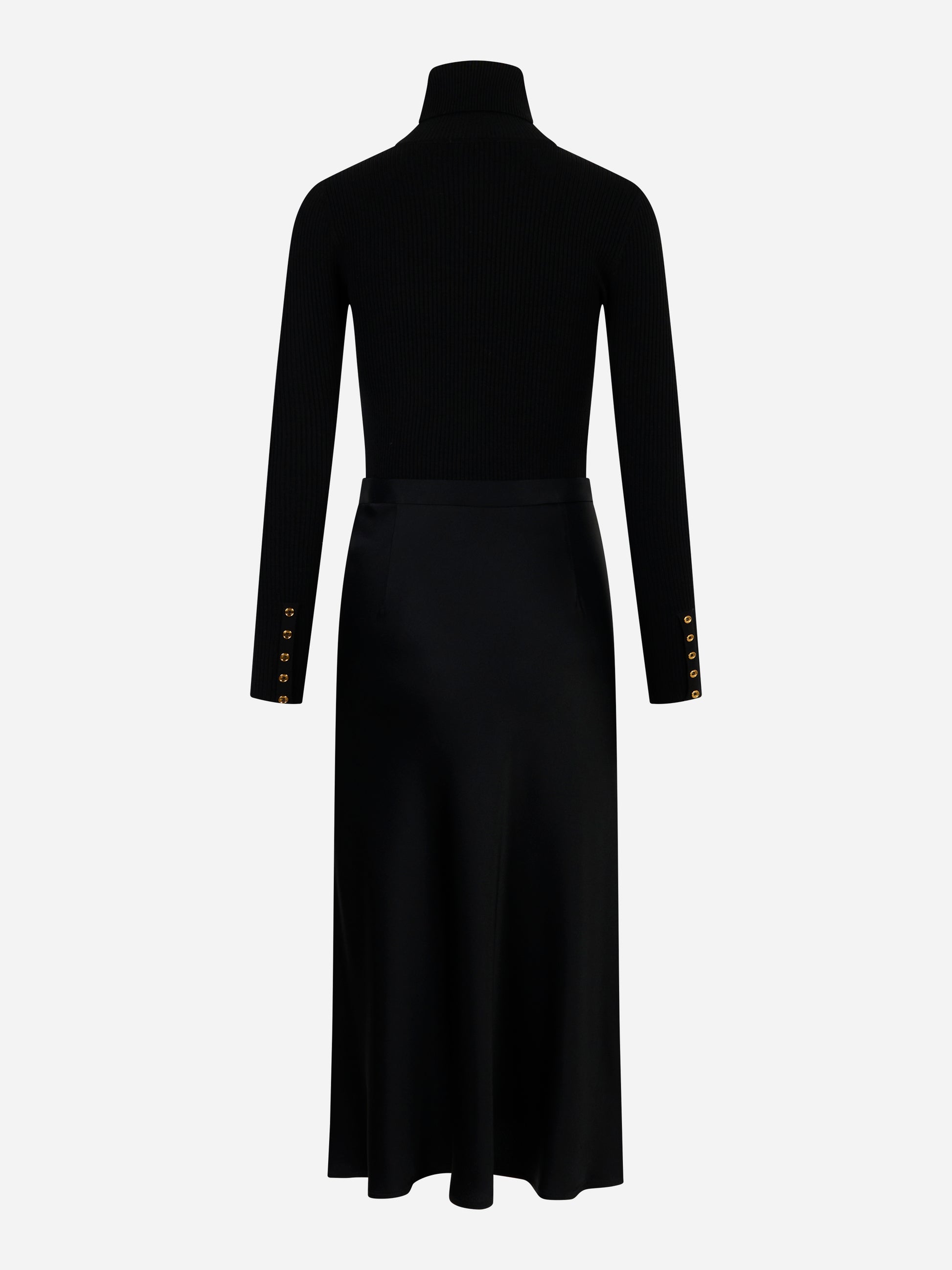 Abito in maglia a costine con gonna in raso nero Elisabetta Franchi - retro