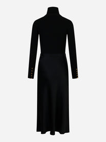 Abito in maglia a costine con gonna in raso nero Elisabetta Franchi - retro