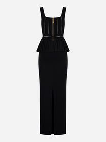 Abito Red Carpet in maglia con baschina e zip dorata Elisabetta Franchi - retro