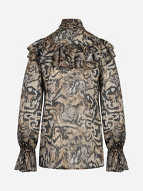 Camicia con stampa pitonata e volant - vista posteriore