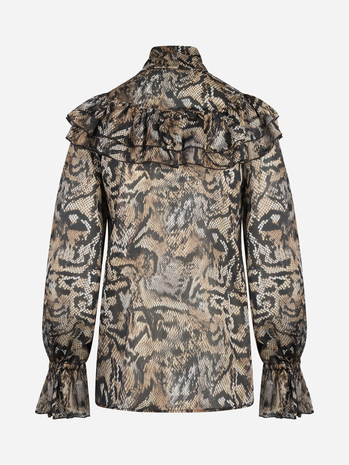 Camicia con stampa pitonata e volant - vista posteriore