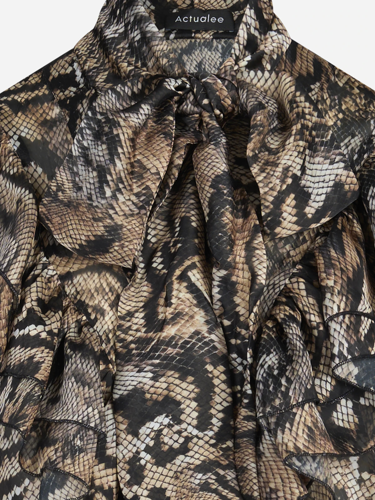 Camicia con stampa pitonata e volant - dettaglio del prodotto