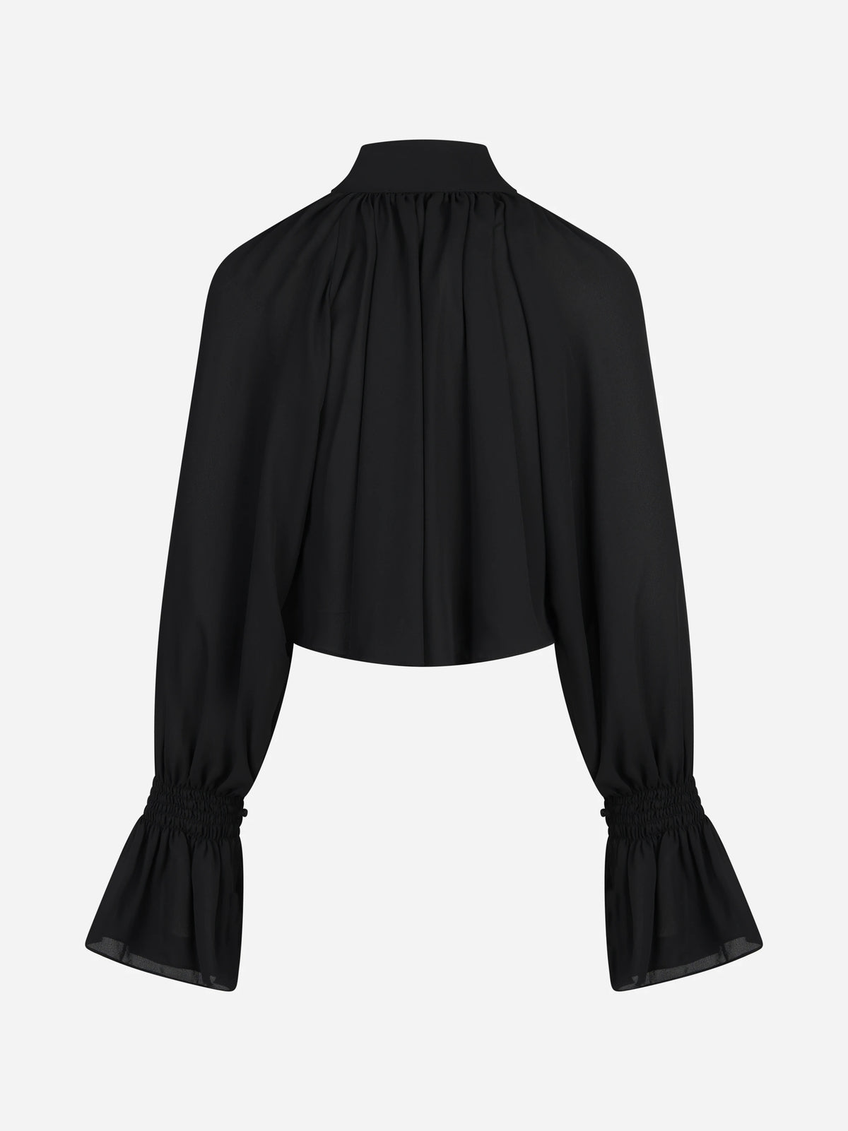 Camicia corta con maniche a volant nera - vista posteriore